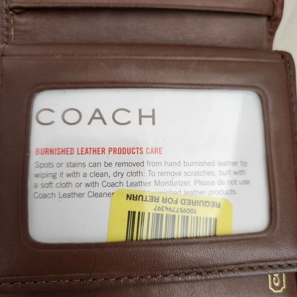 Vintage Coach Signature Folding Wallet Snap Closure Medium Brown Soft Leather